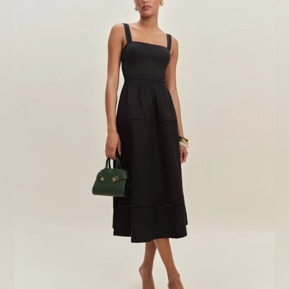 NEW Reformation Everett Sleeveless Linen Embroidered Midi Dress | US 2 UK 6 - Picture 2 of 13